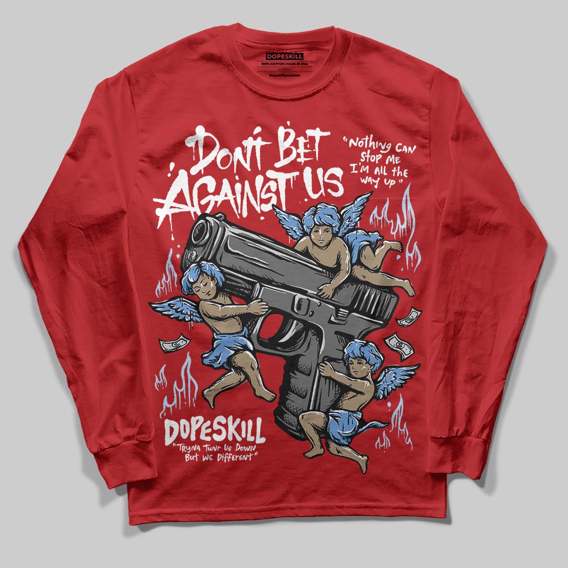 Jordan 11 Retro Cherry DopeSkill Long Sleeve T-Shirt Don't Bet Against Us Graphic Streetwear - Red