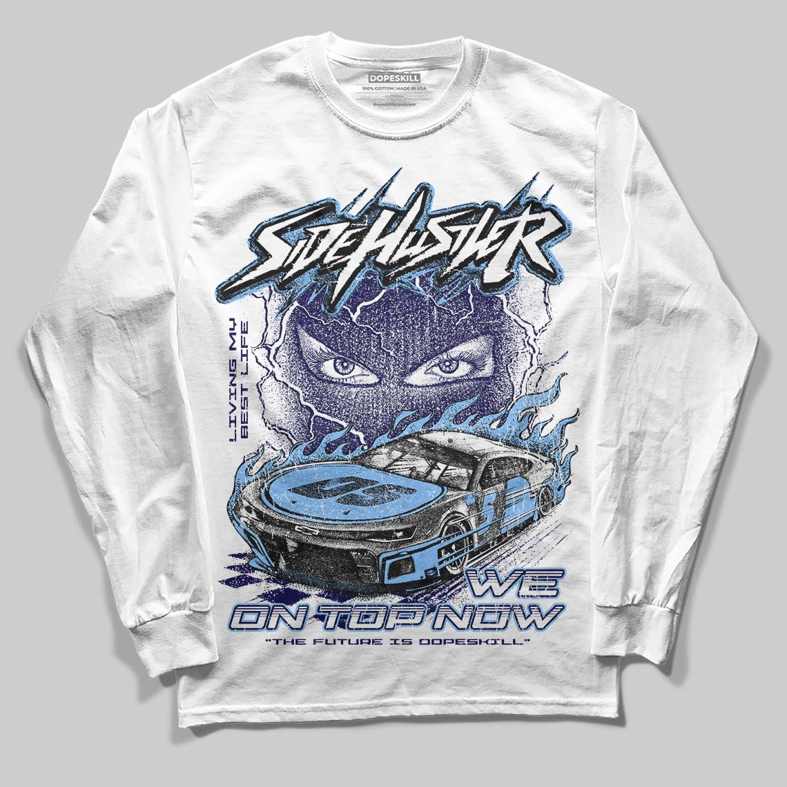 Jordan 6 University Blue DopeSkill Long Sleeve T-Shirt Flexin' Graphic Streetwear - White