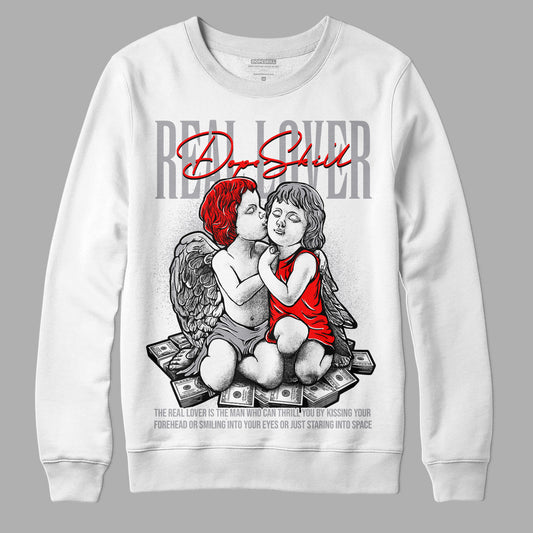 Jordan 9 Retro Fire Red DopeSkill Sweatshirt Real Lover Graphic Streetwear - White
