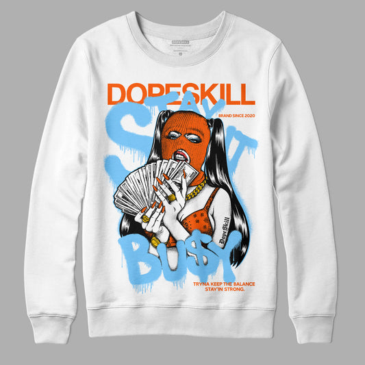Dunk Low Futura University Blue DopeSkill Sweatshirt Stay It Busy Graphic Streetwear - White