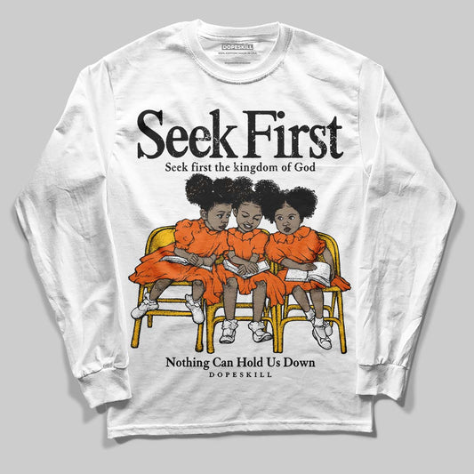 Orange, Black and White Sneakers DopeSkill Long Sleeve T-Shirt New Seek First Graphic Streetwear - White