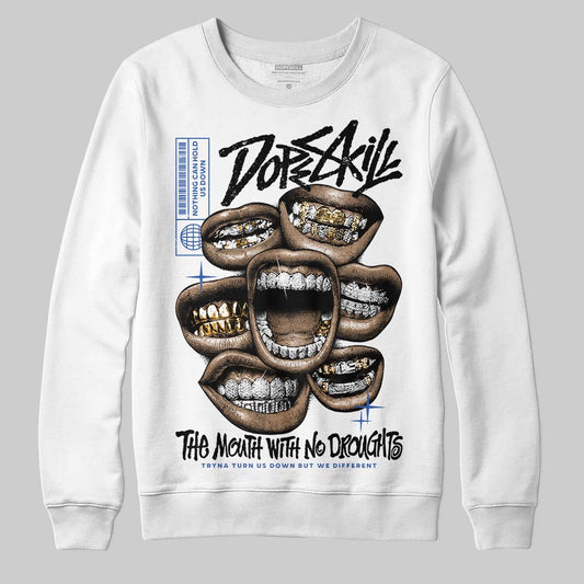 Awake NY x Jordan 5 Retro 'Black Racer Blue' DopeSkill Sweatshirt The Mouth With No Droughts Graphic Streetwear - White