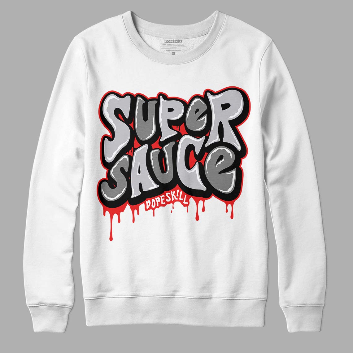 Grey Sneakers DopeSkill Sweatshirt Super Sauce Graphic Streetwear - White
