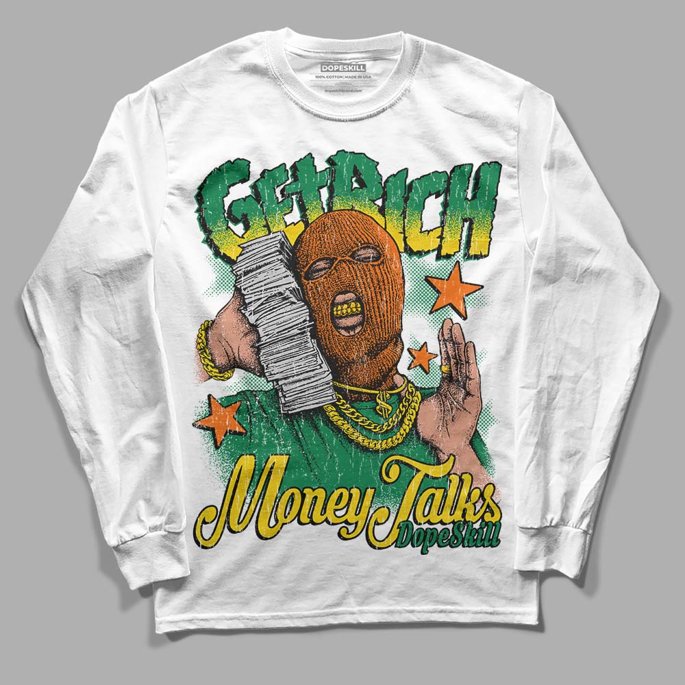 Green Sneakers DopeSkill Long Sleeve T-Shirt Get Rich Graphic Streetwear - White