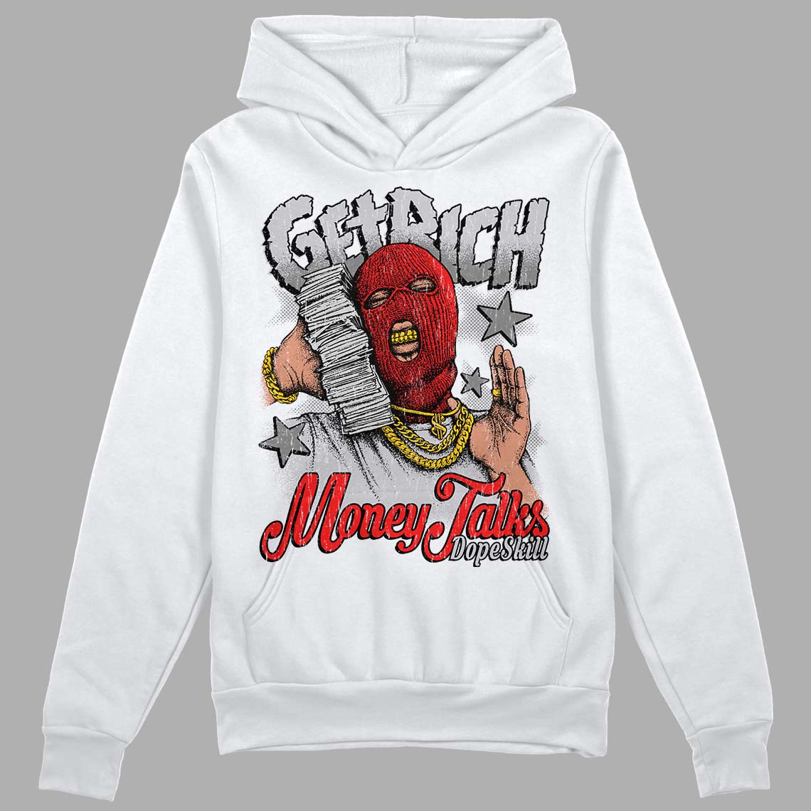 Grey Sneakers DopeSkill Hoodie Sweatshirt Get Rich Graphic Streetwear - White
