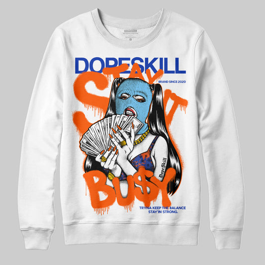 Dunk Low Futura Orange Blaze DopeSkill Sweatshirt Stay It Busy Graphic Streetwear - White