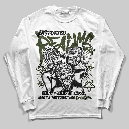 Olive Sneakers DopeSkill Long Sleeve T-Shirt Distorted Realms Graphic Streetwear - White