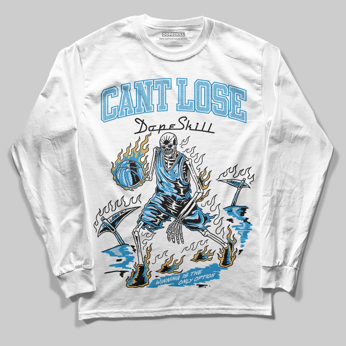 Jordan 4 Denim “Worn Blue” DopeSkill Long Sleeve T-Shirt Cant Lose Graphic Streetwear - White