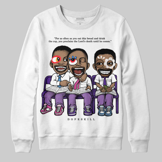 PURPLE Sneakers DopeSkill Sweatshirt First Sunday Graphic Streetwear - White