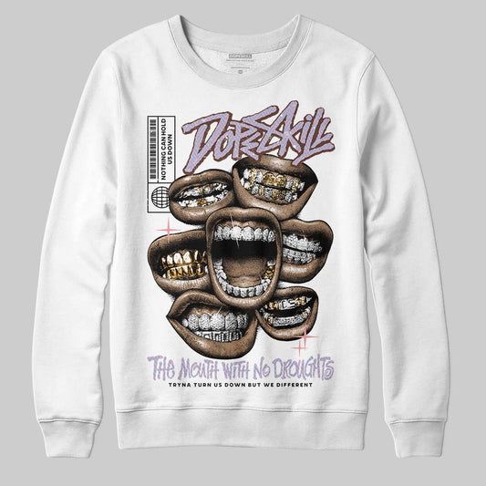 Harris Tweed x Dunk Low Denim Turquoise and Baroque Brown DopeSkill Sweatshirt The Mouth With No Droughts Graphic Streetwear - White