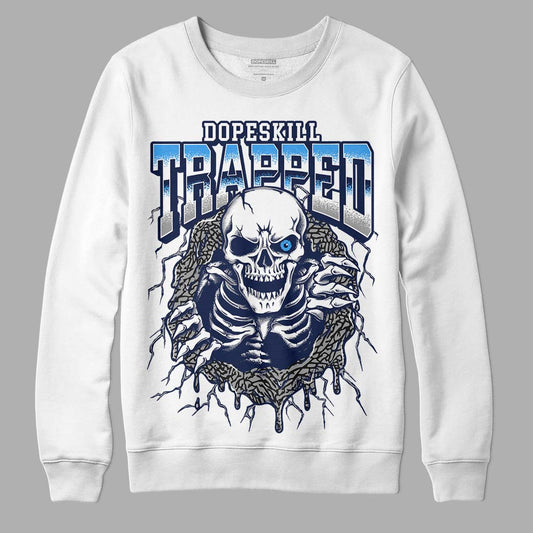 Jordan 3 "Midnight Navy" DopeSkill Sweatshirt Trapped Halloween Graphic Streetwear - White