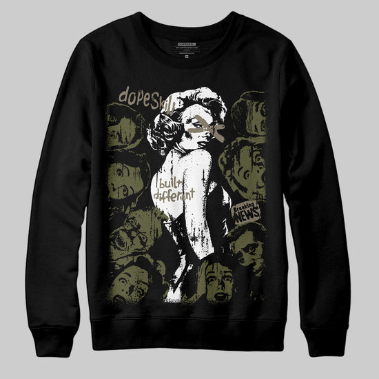 Jordan 3 “Medium Olive” aka “Family Affair” DopeSkill Sweatshirt Built Different Graphic Streetwear - Black