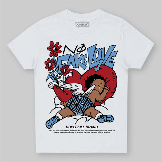 Jordan 12 Retro 'Melo' DopeSkill Toddler Kids T-shirt No Fake Love Graphic Streetwear - White