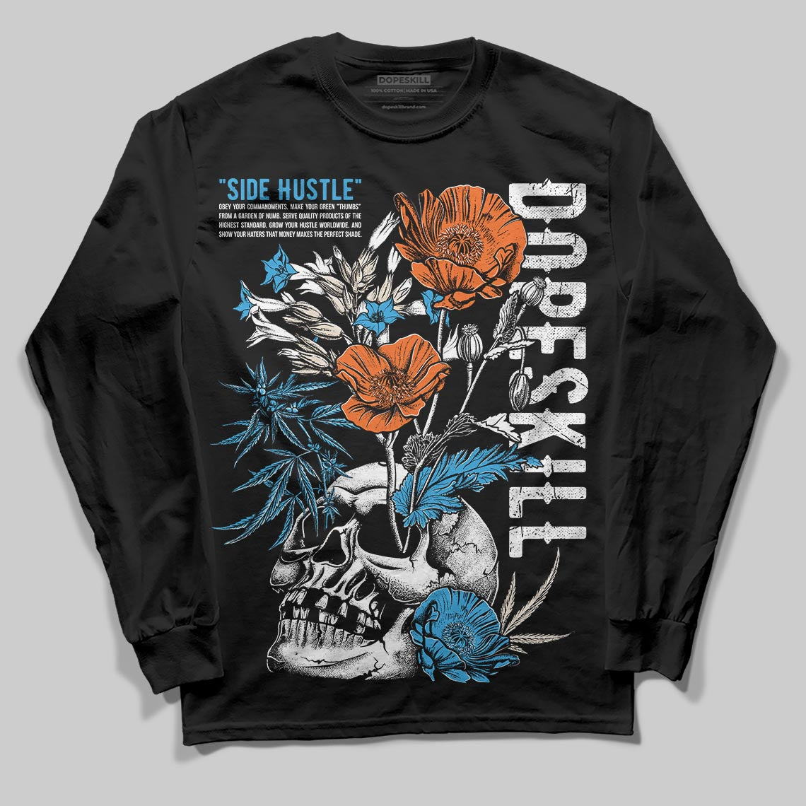 Jordan 1 High OG “UNC” Reimagined DopeSkill Long Sleeve T-Shirt Side Hustle Graphic Streetwear - Black