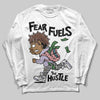 Harris Tweed x Dunk Low Denim Turquoise and Baroque Brown DopeSkill Long Sleeve T-Shirt Fear Fuels The Hustle Graphic Streetwear - White