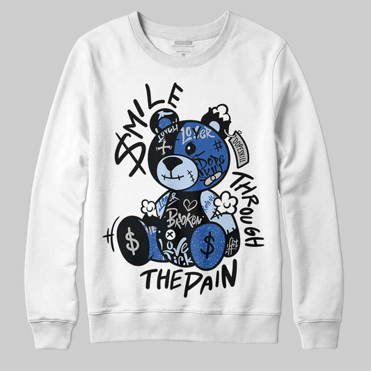 Awake NY x Jordan 5 Retro 'Black Racer Blue' DopeSkill Sweatshirt Smile Through The Pain Graphic Streetwear - White