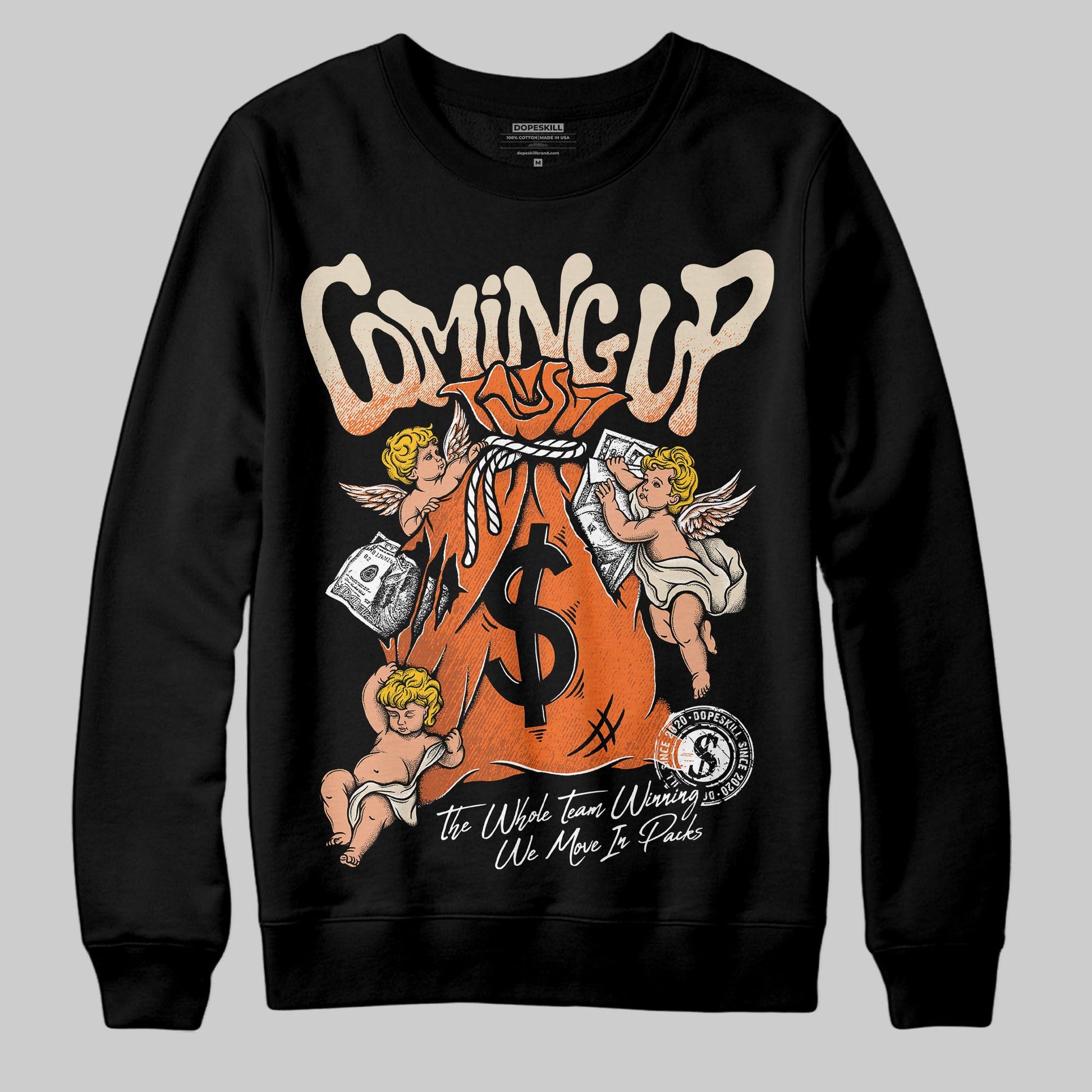 Jordan 3 “Starfish” DopeSkill Sweatshirt Money Bag Coming Up Graphic Streetwear - Black