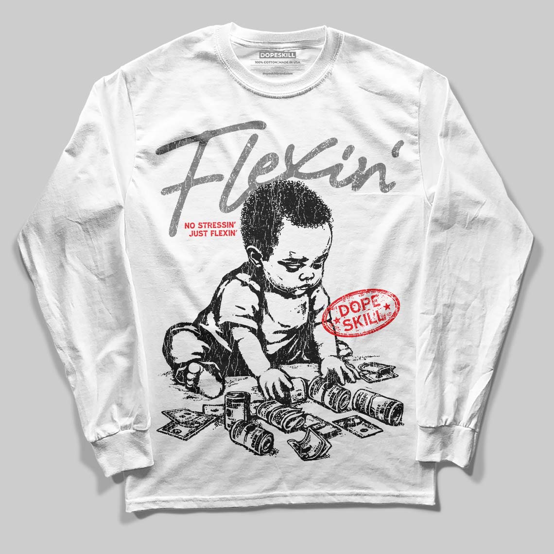 Grey Sneakers DopeSkill Long Sleeve T-Shirt Flexin' Graphic Streetwear - White
