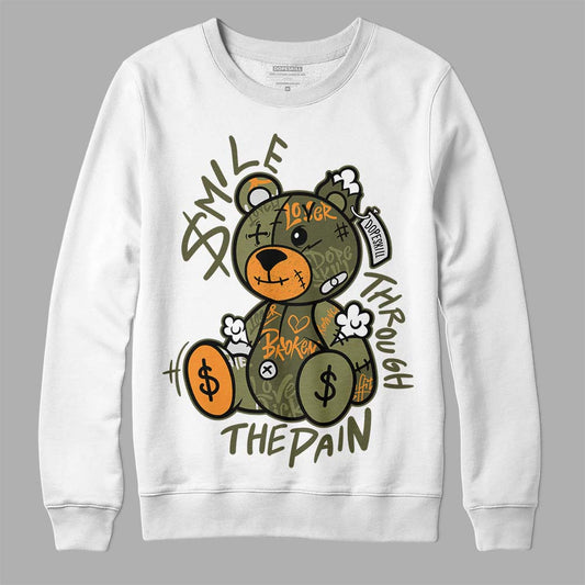 Jordan 5 “Olive” DopeSkill Sweatshirt Smile Through The Pain Graphic Streetwear - White