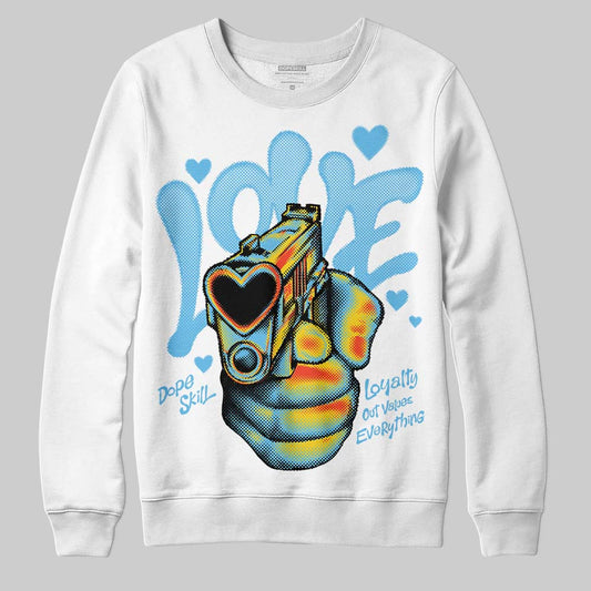Jordan 11 Retro Legend Blue DopeSkill Sweatshirt Love Shot Graphic Streetwear - White