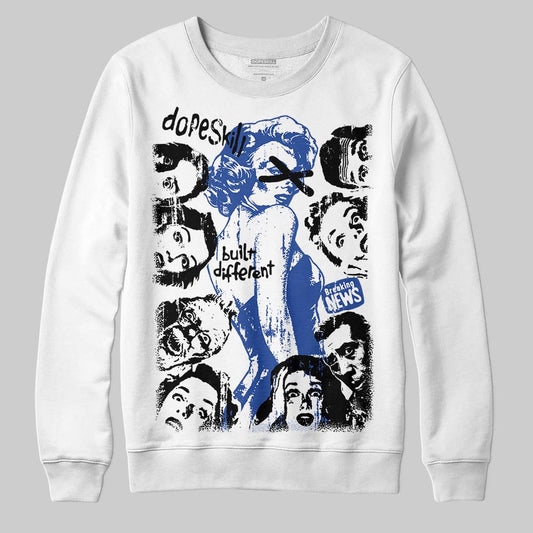 Royal Blue Sneakers DopeSkill Sweatshirt Built Different Graphic Streetwear - White