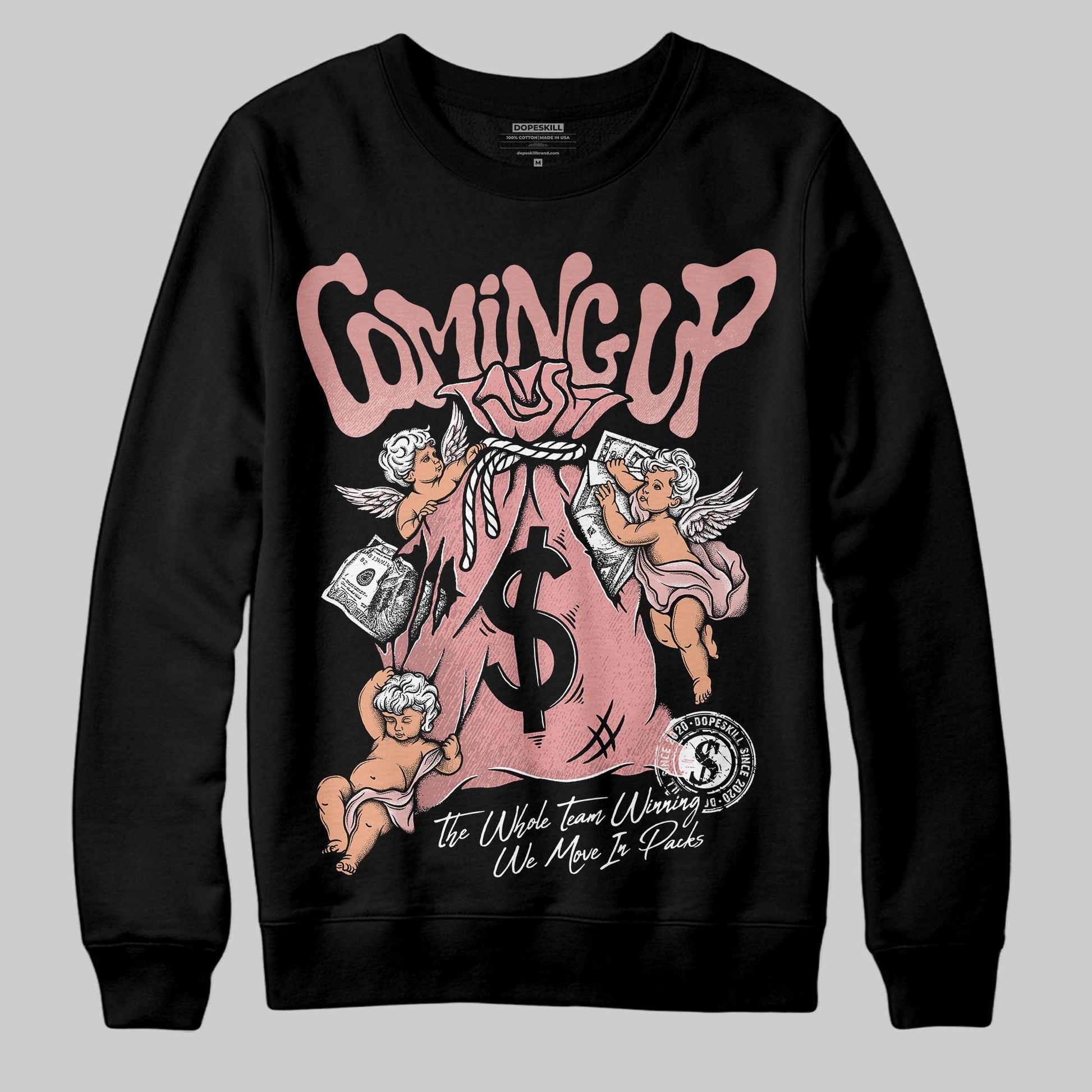 Jordan 40 “Dusty Rose” DopeSkill Sweatshirt Money Bag Coming Up Graphic Streetwear - Black