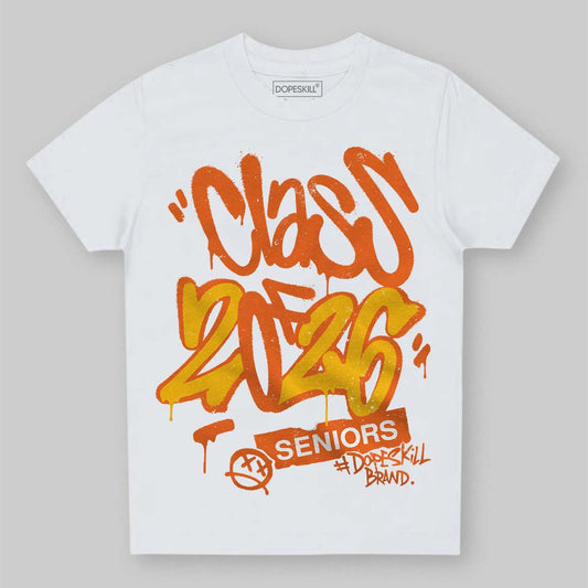 Orange, Black and White Sneakers DopeSkill Toddler Kids T-shirt Class of 2026 Graphic Streetwear - White