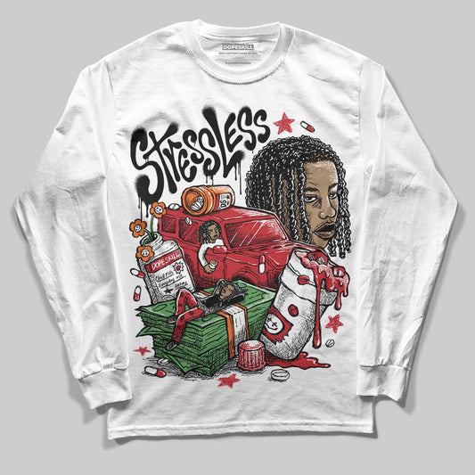 Jordan 5 Retro Fire Red Black Tongue (2025) DopeSkill Long Sleeve T-Shirt Stressless Graphic Streetwear - White