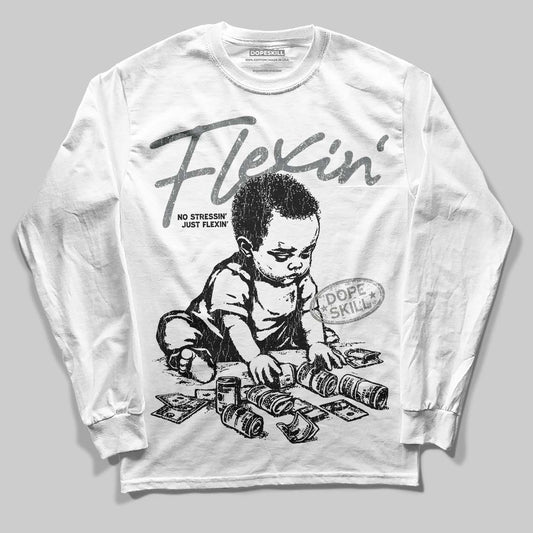 Jordan 9 Cool Grey DopeSkill Long Sleeve T-Shirt Flexin' Graphic Streetwear - White