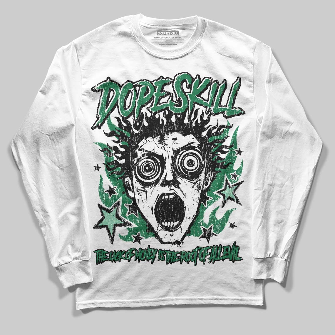 Green Sneakers DopeSkill Long Sleeve T-Shirt Root of Evil Graphic Streetwear - White