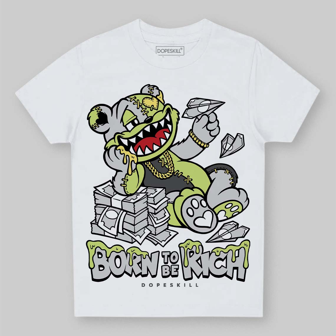 Jordan 4 GS “Light Lemon Twist” DopeSkill Toddler Kids T-shirt Born To Be Rich Graphic Streetwear - White
