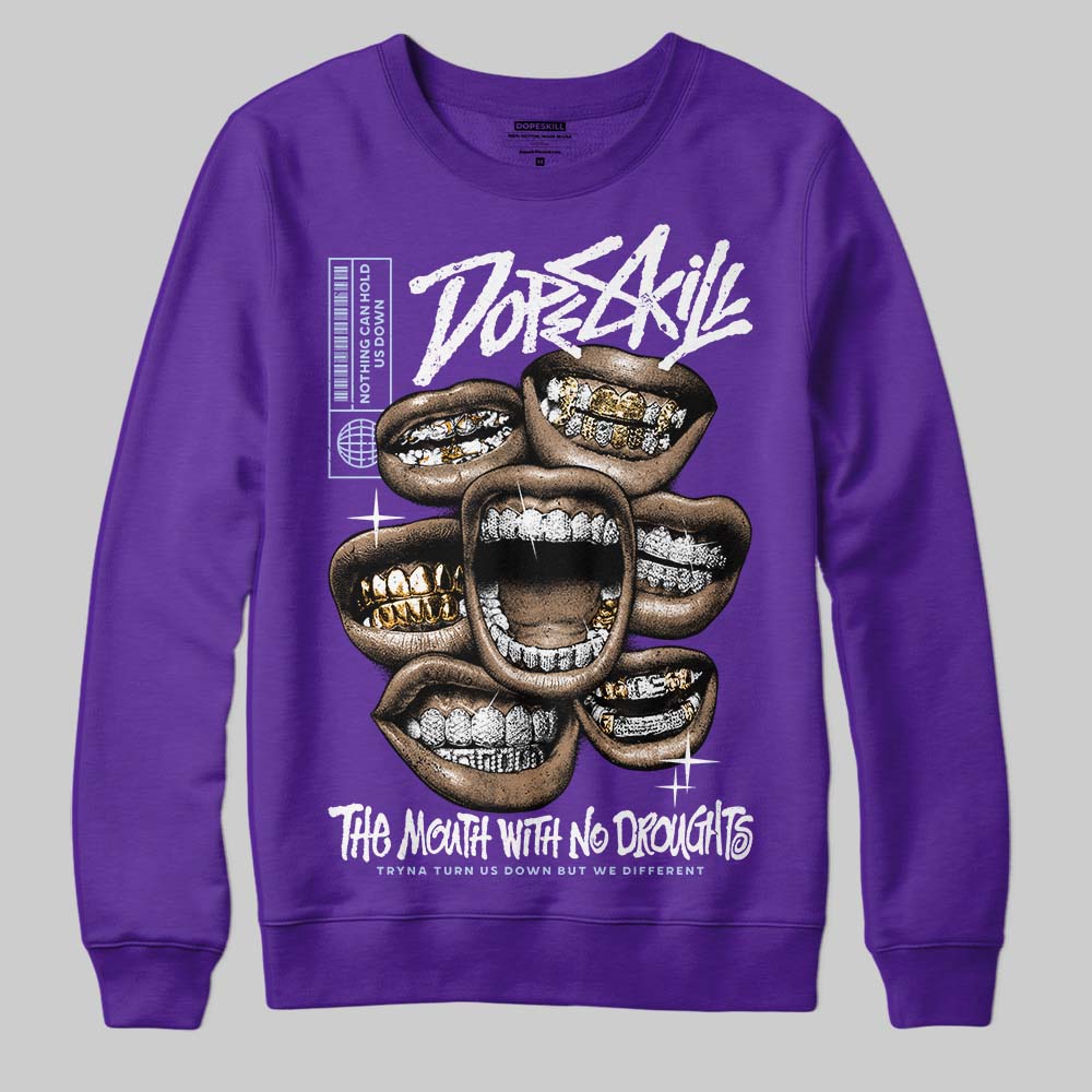 Jordan 5 OG “Grape” DopeSkill Sweatshirt The Mouth With No Droughts Graphic Streetwear - Purple