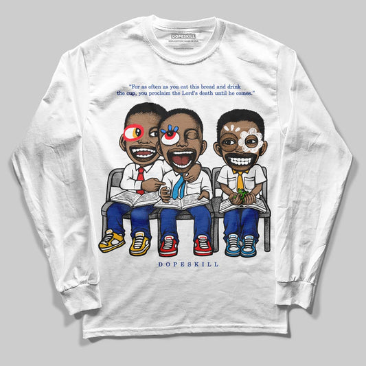 Royal Blue Sneakers DopeSkill Long Sleeve T-Shirt First Sunday Graphic Streetwear - White