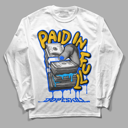 Royal Blue Sneakers DopeSkill Long Sleeve T-Shirt Paid In Full Graphic Streetwear - White