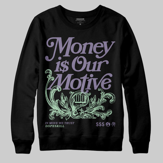 Jordan 1 Retro Low OG Zion Williamson Voodoo Alternate DopeSkill Sweatshirt Money Is Our Motive Typo Graphic Streetwear - Black