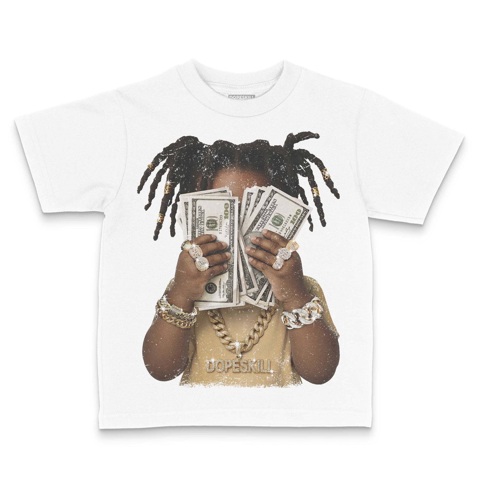 Jordan 12 Retro 'Taxi' 2025 DopeSkill Toddler Kids T-shirt Rich Youth Graphic Streetwear - White