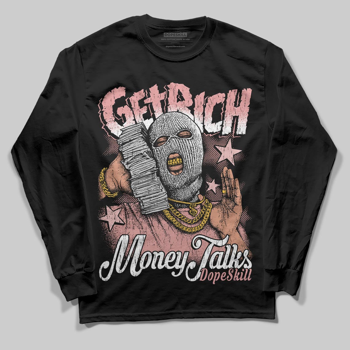 Jordan 40 “Dusty Rose” DopeSkill Long Sleeve T-Shirt Get Rich Graphic Streetwear - Black