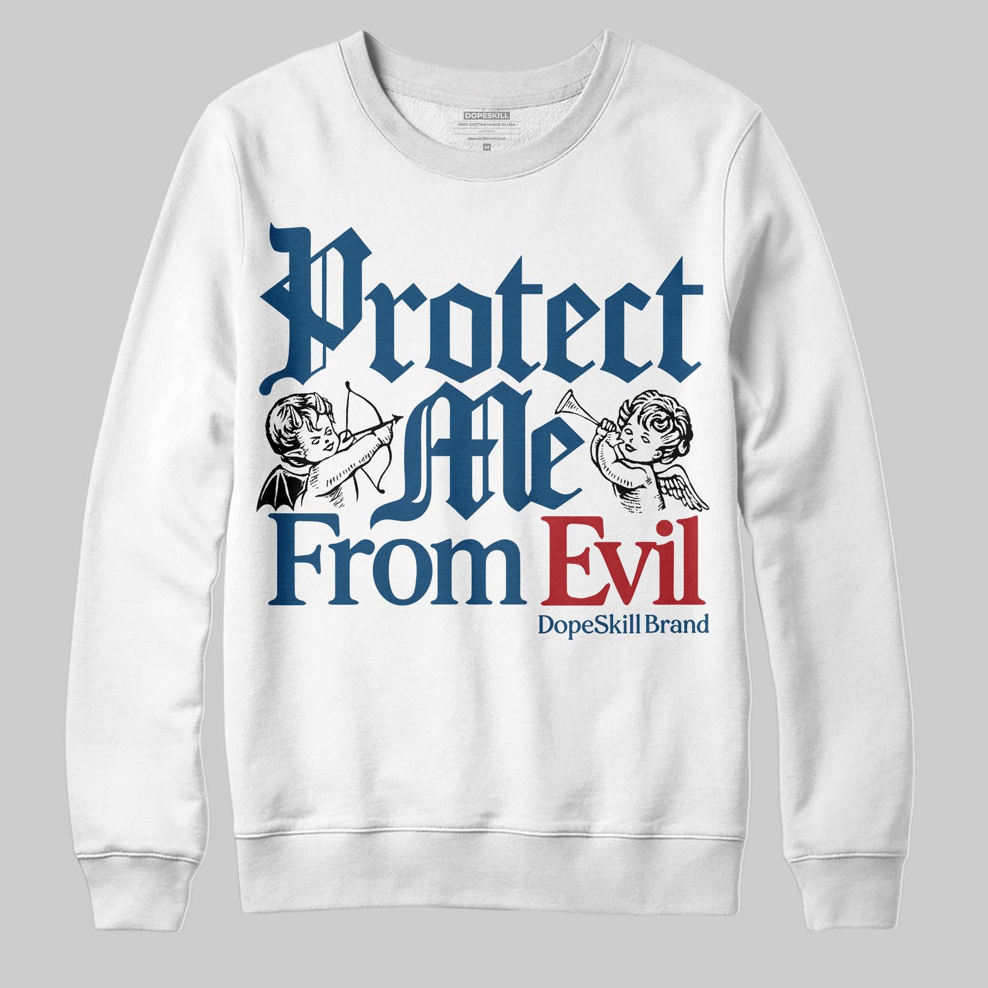 Jordan 12 Retro French Blue (2025) DopeSkill Sweatshirt Protect Me From Evil Graphic Streetwear