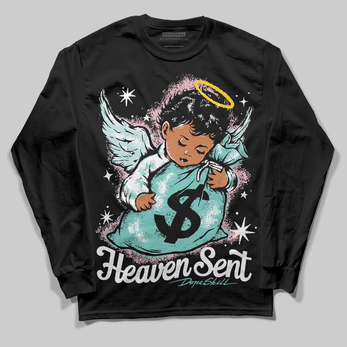 Jordan 11 Low "Igloo" DopeSkill Long Sleeve T-Shirt Heaven Sent Graphic Streetwear - Black