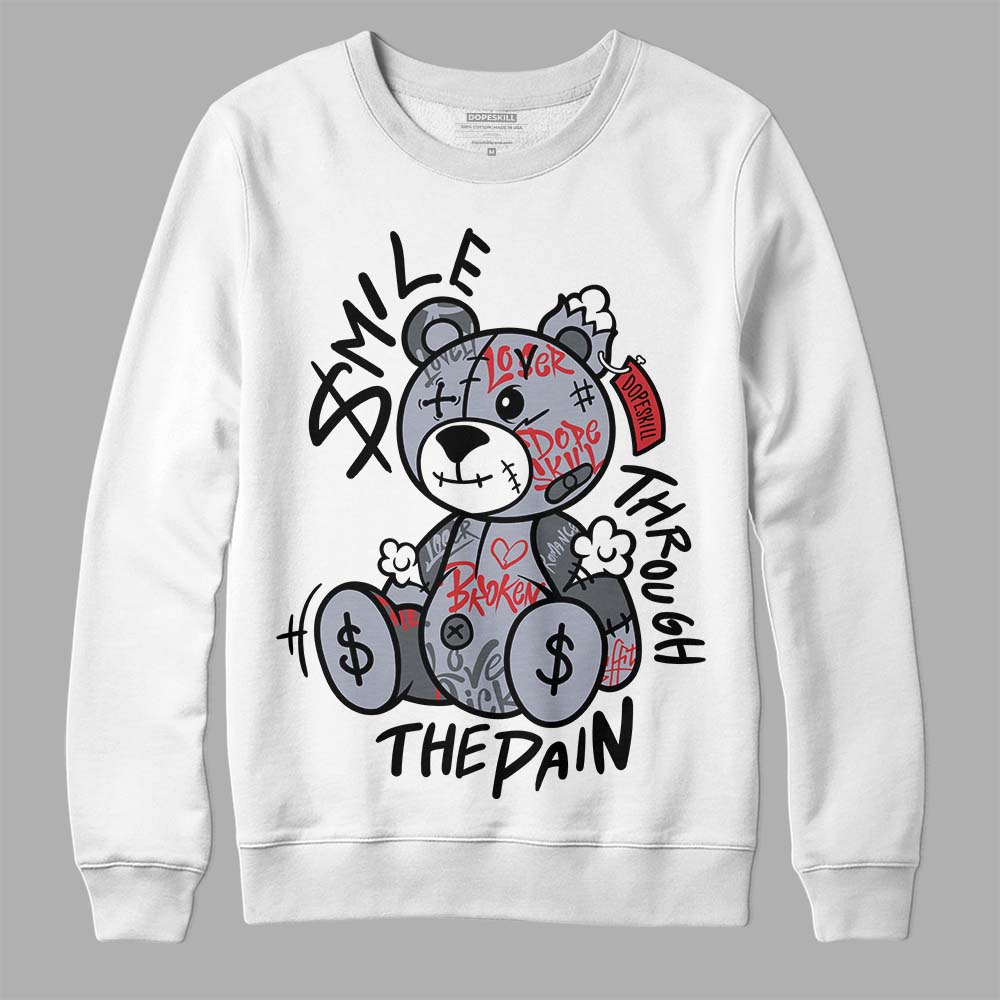 Jordan 4 “Bred Reimagined” DopeSkill Sweatshirt Smile Through The Pain Graphic Streetwear - White