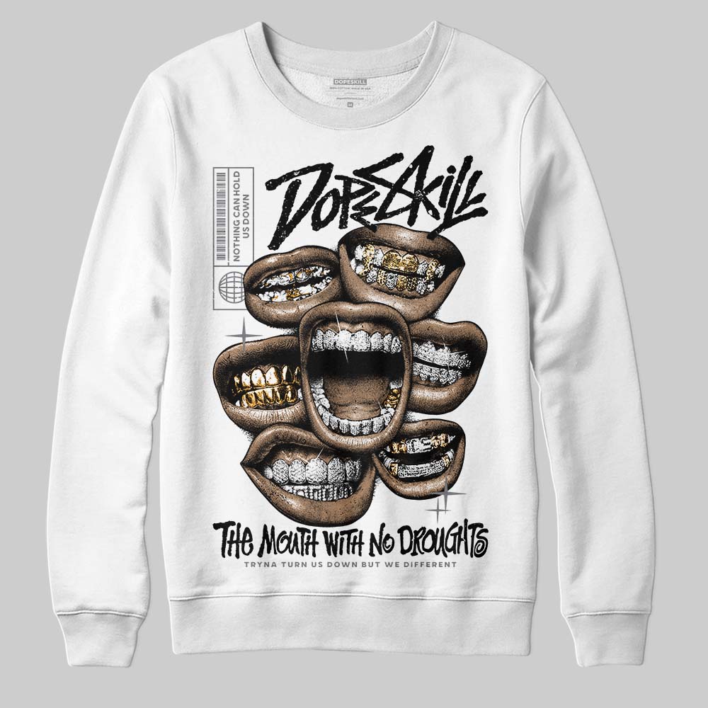 Jordan 4 “Fear” DopeSkill Sweatshirt The Mouth With No Droughts Graphic Streetwear - White