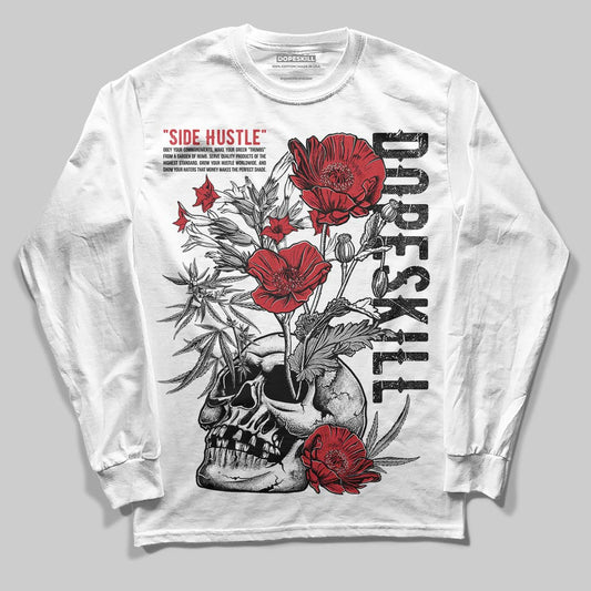 Jordan 5 Retro Fire Red Black Tongue (2025) DopeSkill Long Sleeve T-Shirt Side Hustle Graphic Streetwear - White