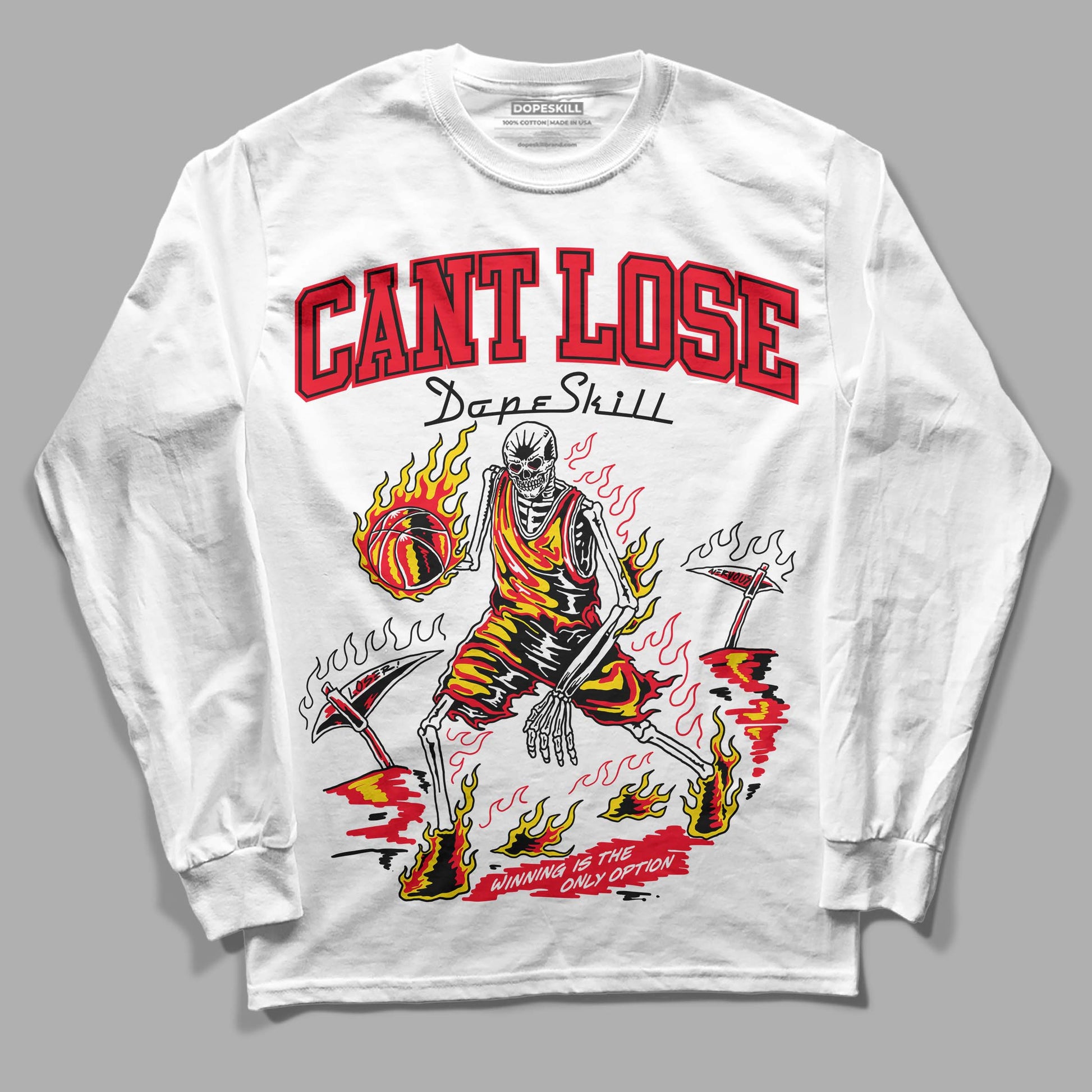 Jordan 4 Red Thunder DopeSkill Long Sleeve T-Shirt Cant Lose Graphic Streetwear - White