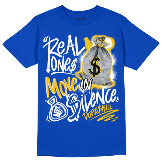 Jordan 14 “Laney” DopeSkill Varsity Royal T-Shirt Real Ones Move In Silence Graphic Streetwear