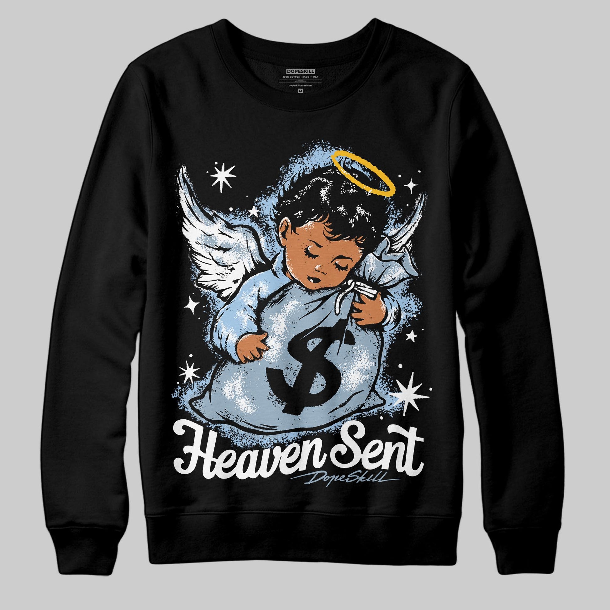 Jordan 40 “Blue Suede” DopeSkill Sweatshirt Heaven Sent Graphic Streetwear - Black