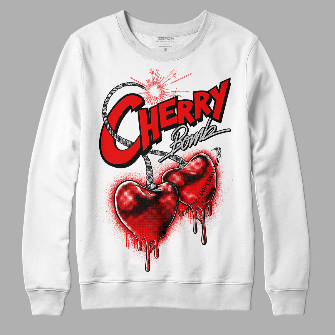 Jordan 12 “Cherry” DopeSkill Sweatshirt Cherry Bomb Graphic Streetwear - White
