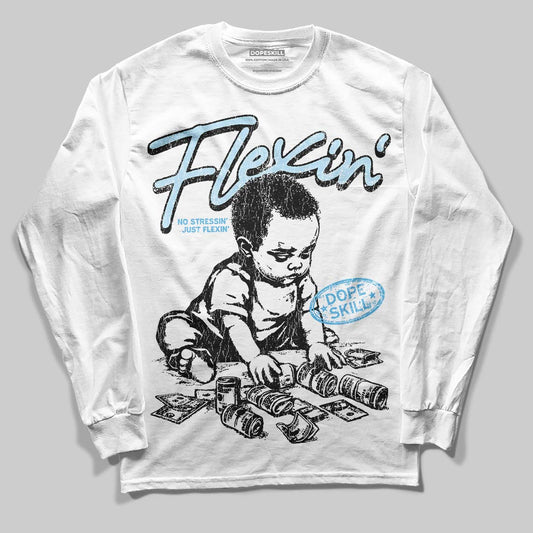 Jordan 11 Retro Legend Blue DopeSkill Long Sleeve T-Shirt Flexin' Graphic Streetwear - White