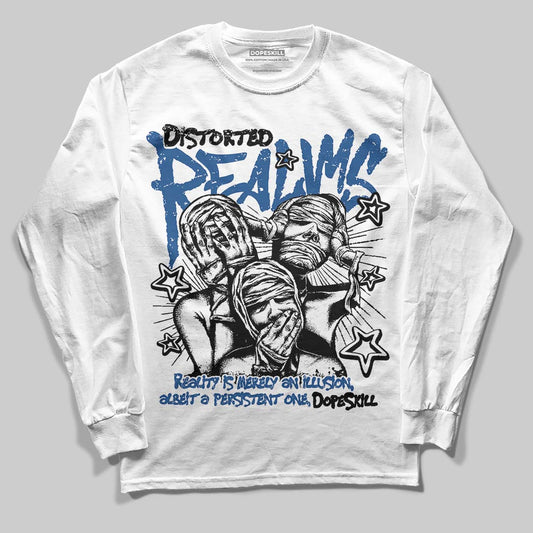 Jordan 1 Low OG “Storm Blue” DopeSkill Long Sleeve T-Shirt Distorted Realms Graphic Streetwear - WHite