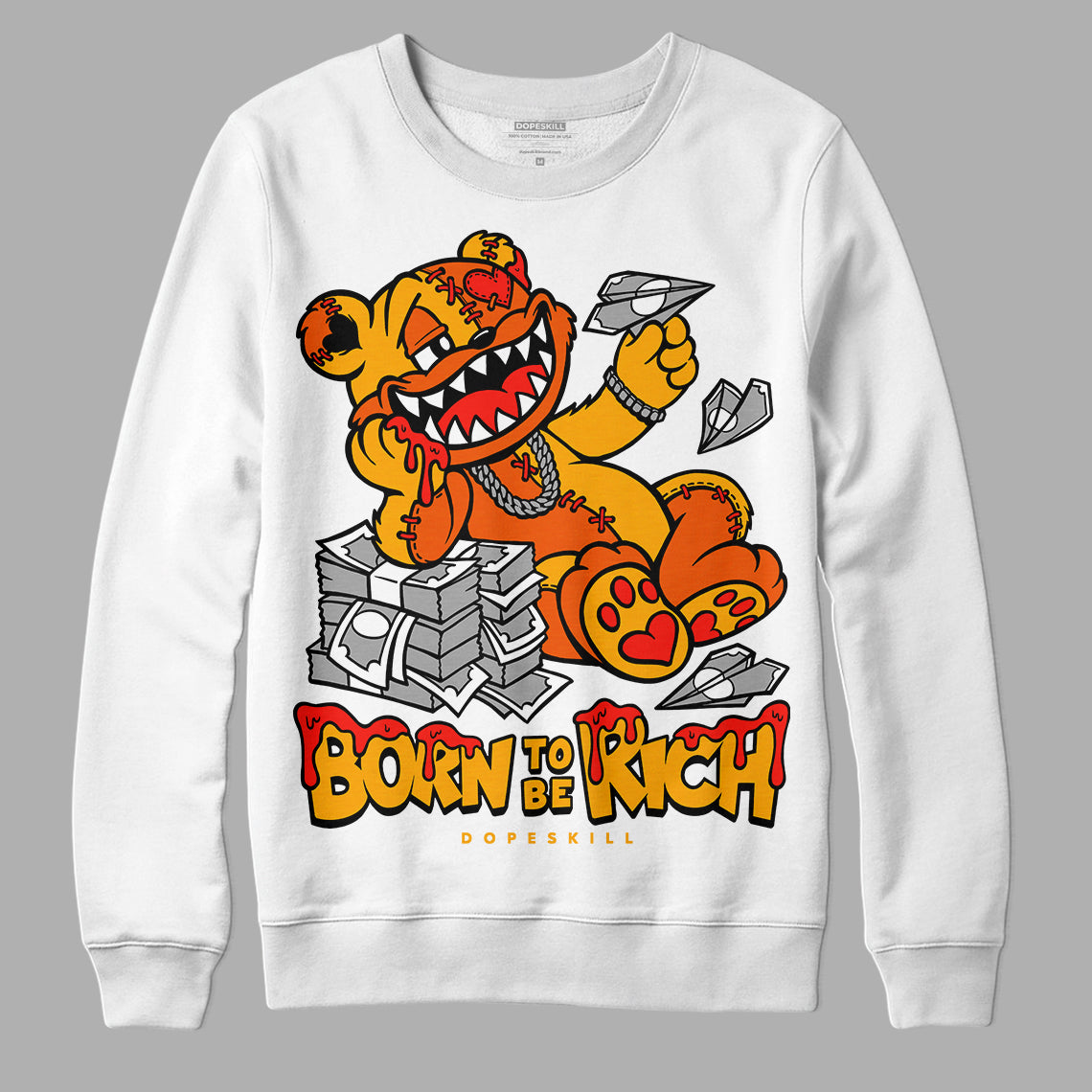 Jordan 12 Retro Black Taxi DopeSkill Sweatshirt Born To Be Rich Graphic Streetwear - White