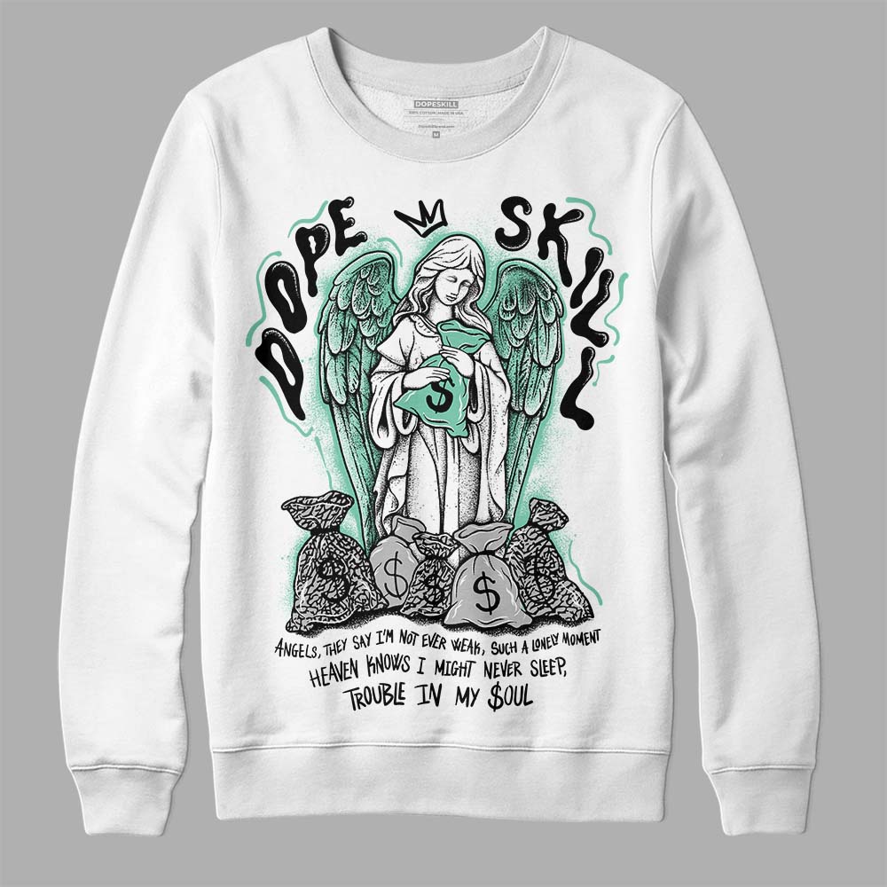 Jordan 3 "Green Glow" DopeSkill Sweatshirt Angels Graphic Streetwear - White